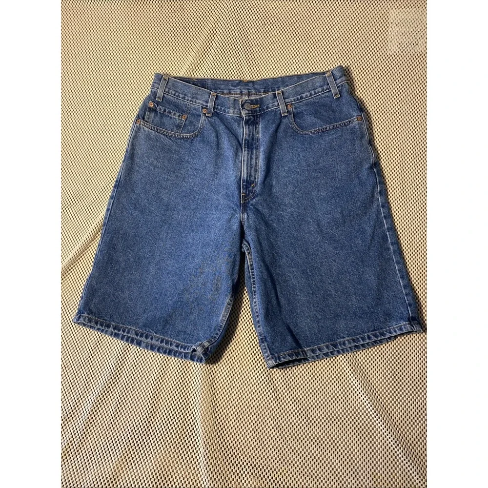 Y2K 01 Levis 560 Men's Blue Jean Shorts Loose Fit Y2K Size 38 Skater - Picture 5 of 6